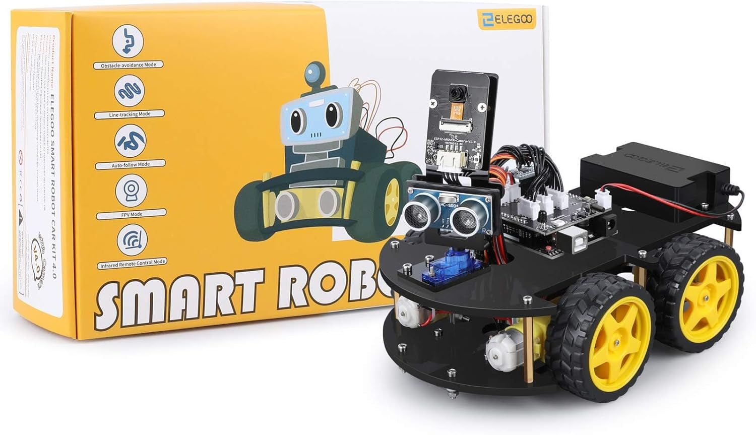 ELEGOO UNO R3 Smart Robot Car Kit V4 for Arduino - STEM Robotics Kit for Ages 8-16, Ideal Coding and Engineering Gift for Boys and Girls