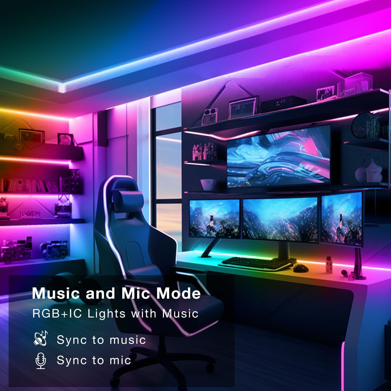 BGRIC 16.4FT RGB LED Strip Lights with Bluetooth App and Remote Control - 24V 5050 Color Changing Indoor Lighting for Bedrooms, Parties, and Home Decor with Music Sync