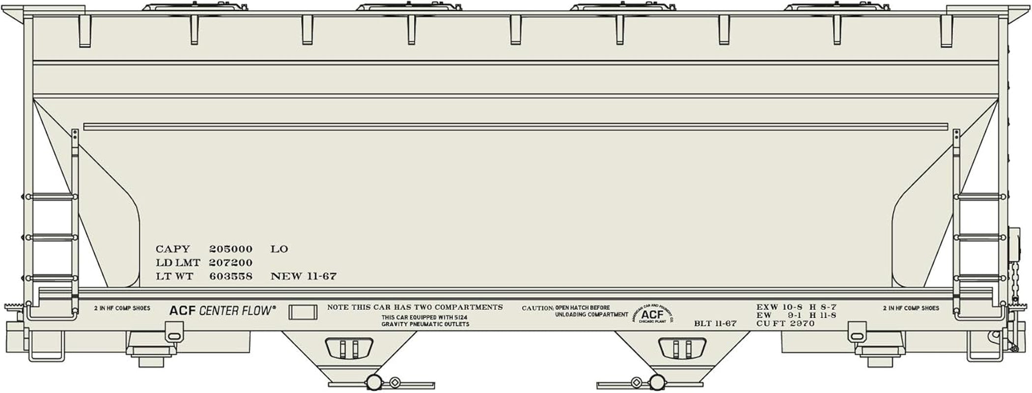 HO Scale 2-Bay ACF Covered Hopper - Data Only ACU2296