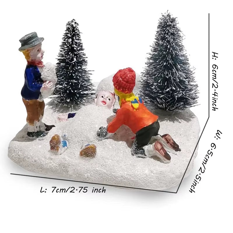 Christmas Village Accessory Set - Collectible Figurines of Children for Scene Decoration and Holiday Home Decor