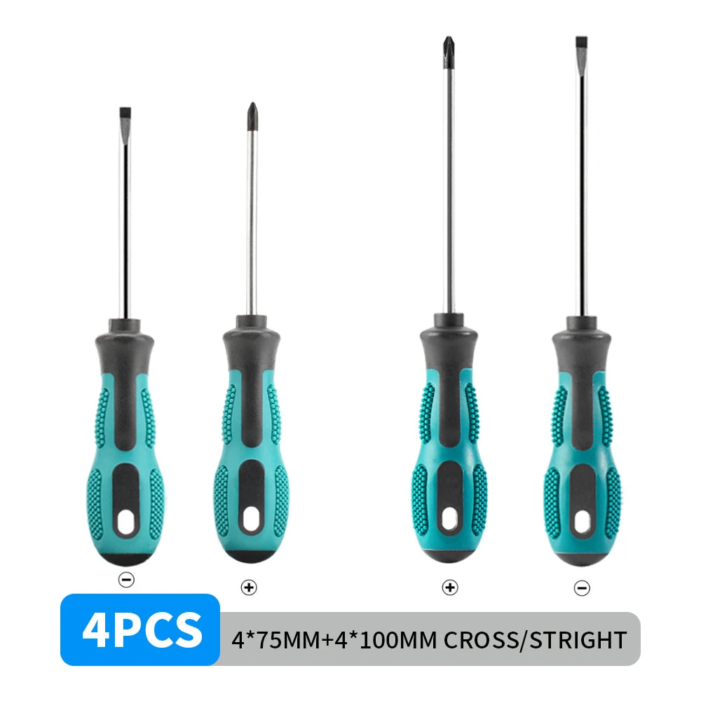 4PCS Multipurpose Handle Screwdrivers Set Electrician Insulated Security Repair Hand Tools Cross/Straight Type Screw Driver