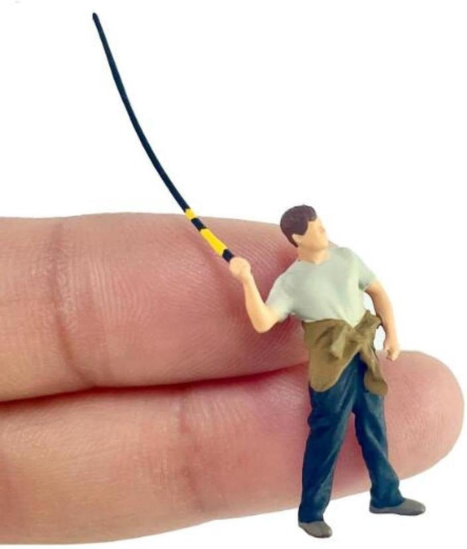 Set of 4 Miniature 1/64 Scale Fishing Figures for DIY Crafts and Photography Props in Scenic Landscapes