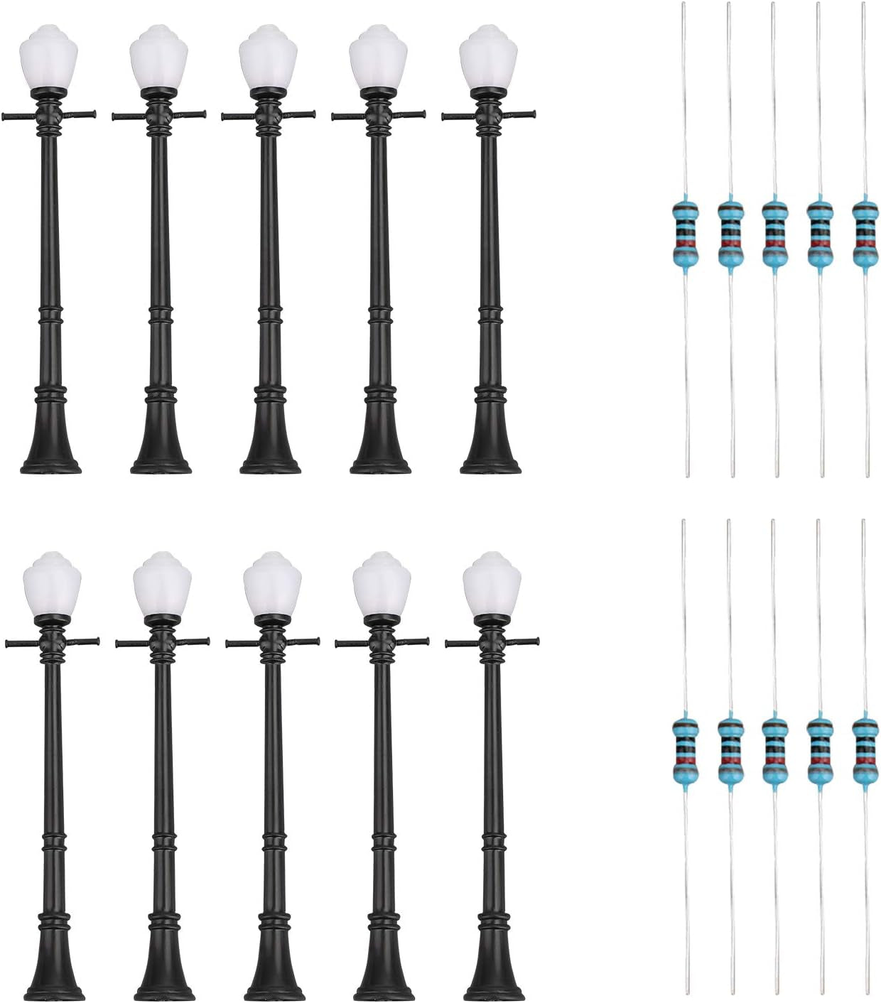 Artudatech 10-Piece LCX04 Model Railway Lamppost Street Lights with O Scale LEDs