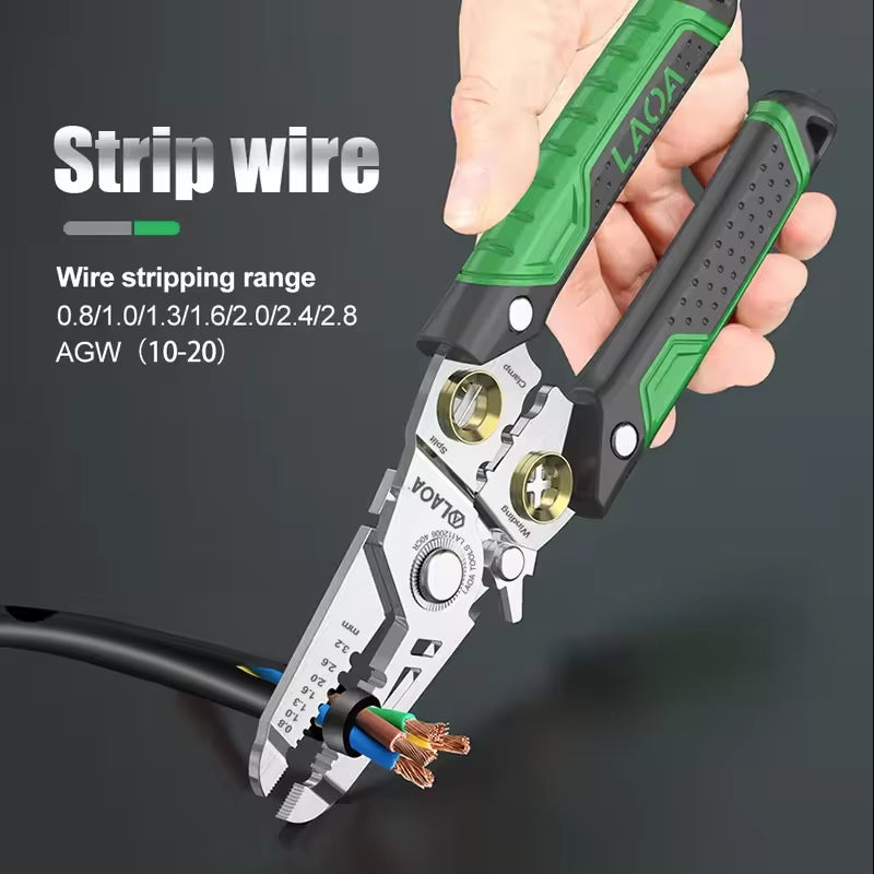 7 in 1 Wire Stripping Pliers Multifunction Electrician Cable Cutting Terminal Crimping Splitting Winding Line Hand Tools