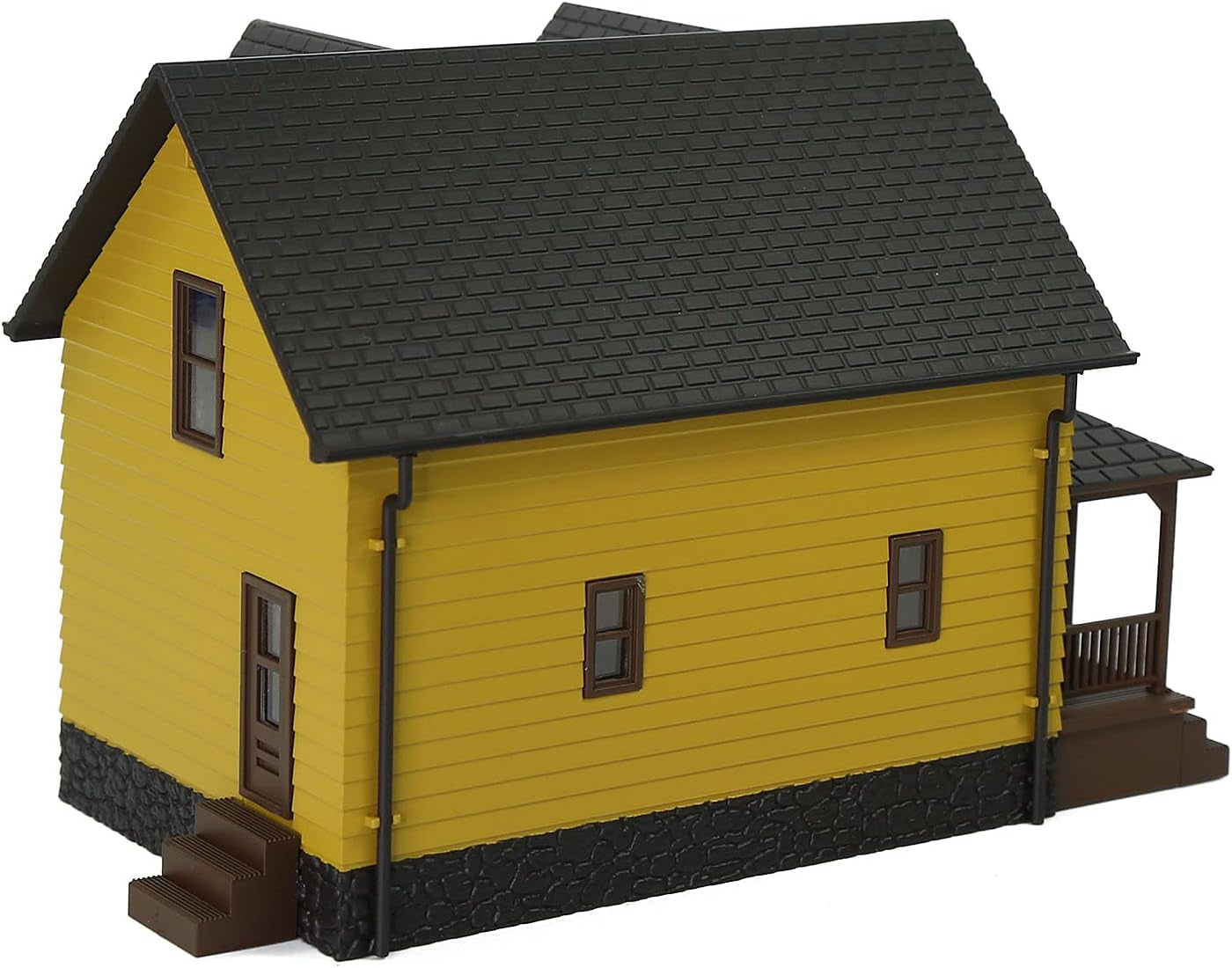 Pre-Assembled HO Scale 1:87 Contemporary Yellow Residential House Model for Train Layout Diorama - JZHO01