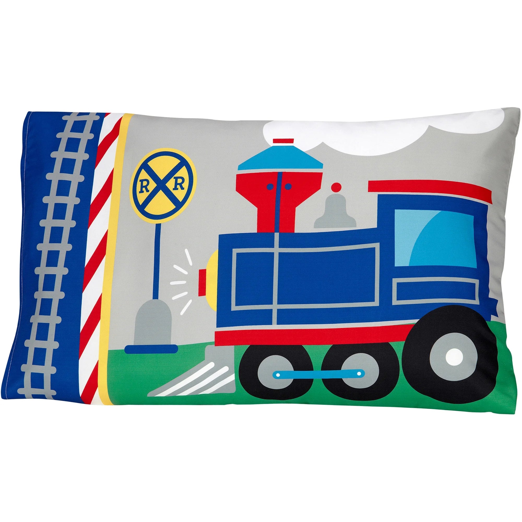 Trains 4-Piece Toddler Bedding Set for Boys: Comforter, Pillowcase, Top Sheet, and Fitted Sheet