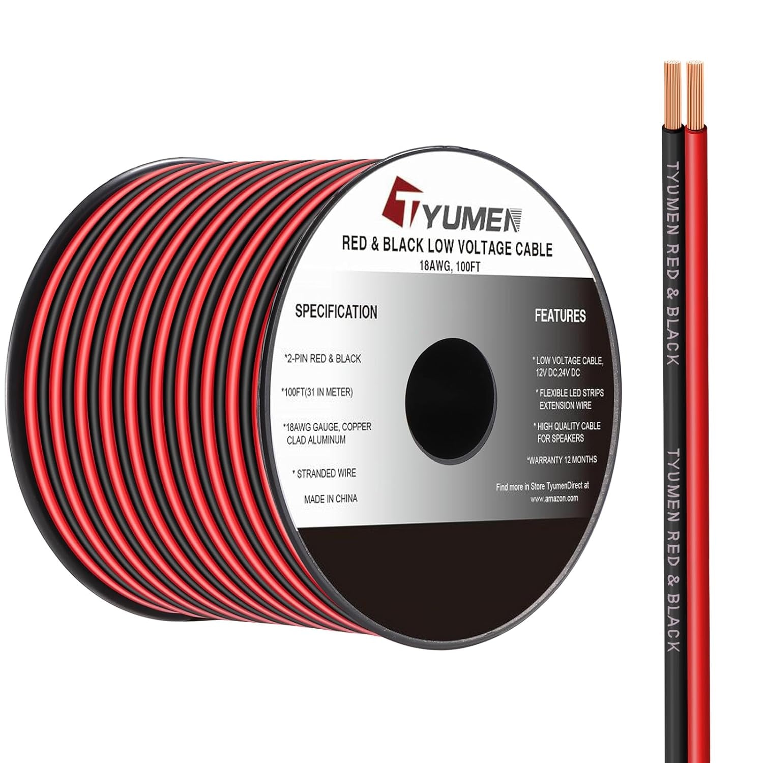 Transform Your Space with 100FT of Versatile 18 Gauge Red & Black Wire for All Your LED Projects