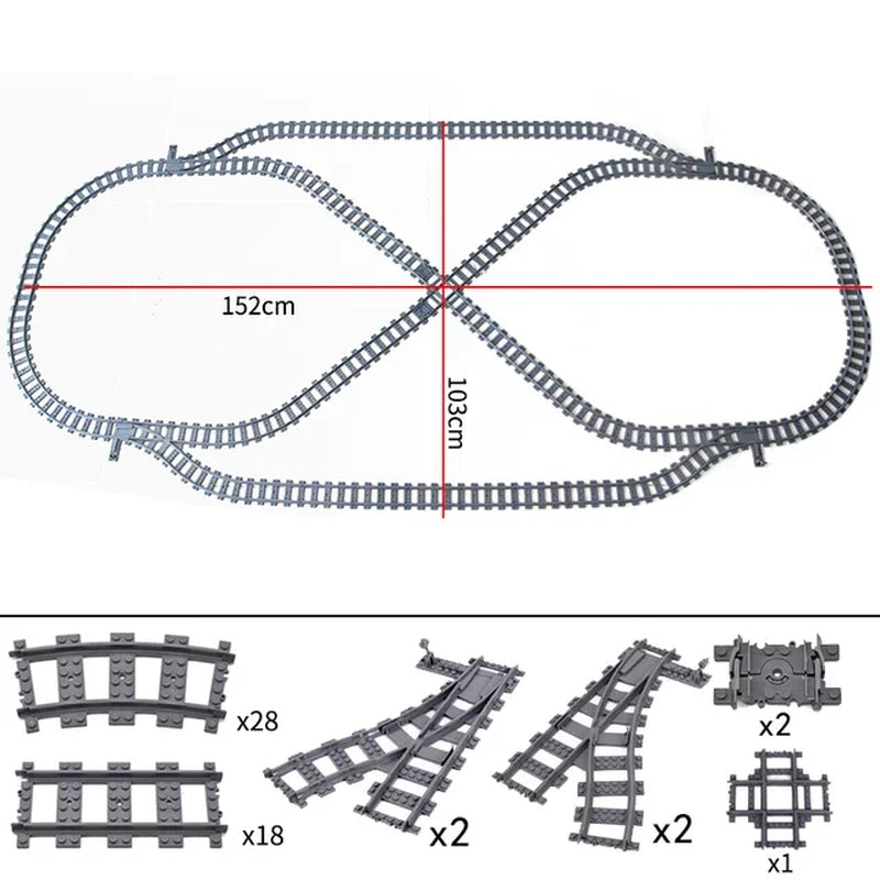 50Pcs/Lot City Trains Train Track Rail Straight Rails Technical Building Blocks Set Bricks Model Kids Classic Toys for Children