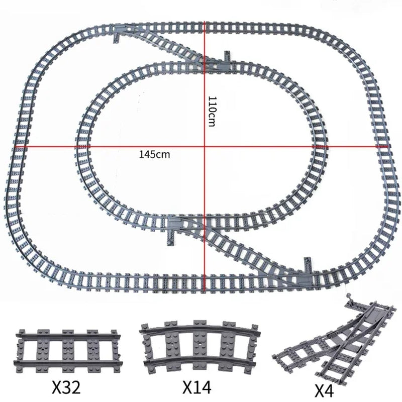 50Pcs/Lot City Trains Train Track Rail Straight Rails Technical Building Blocks Set Bricks Model Kids Classic Toys for Children