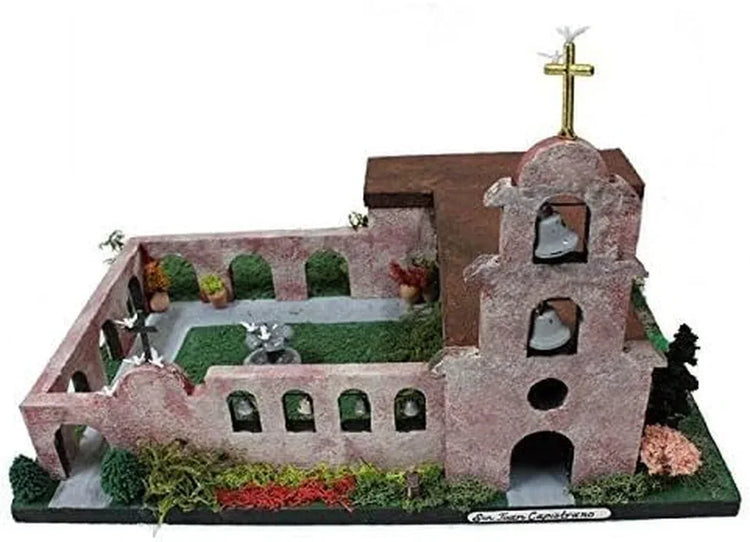 Build Your Own California Mission San Juan Capistrano model kit by 1 Smart Choice Learning, showing detailed mission building components.