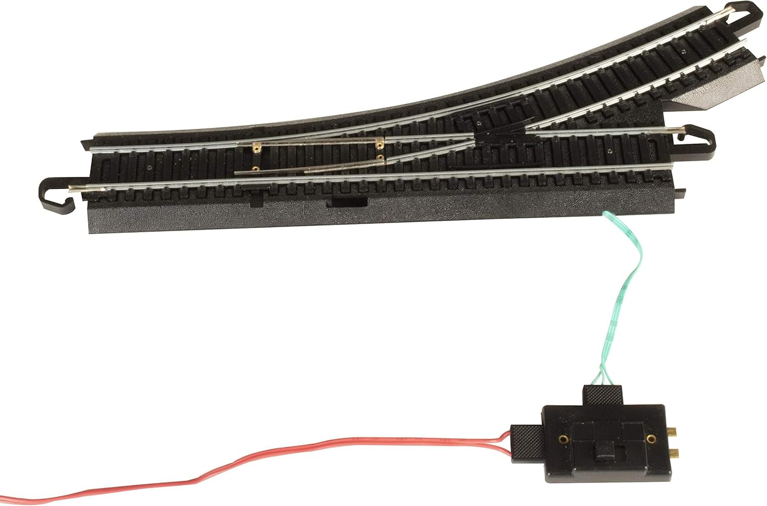 Bachmann Trains Snap-Fit E-Z Track Remote Left Turnout - Steel Alloy Rail with Black Roadbed - HO Scale (1 Card)