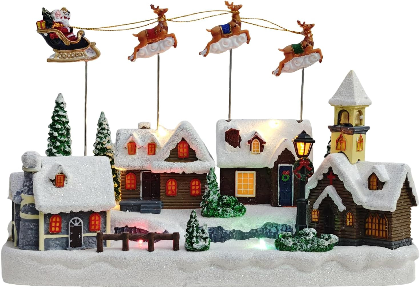 Animated Christmas Village with Santa Sleigh