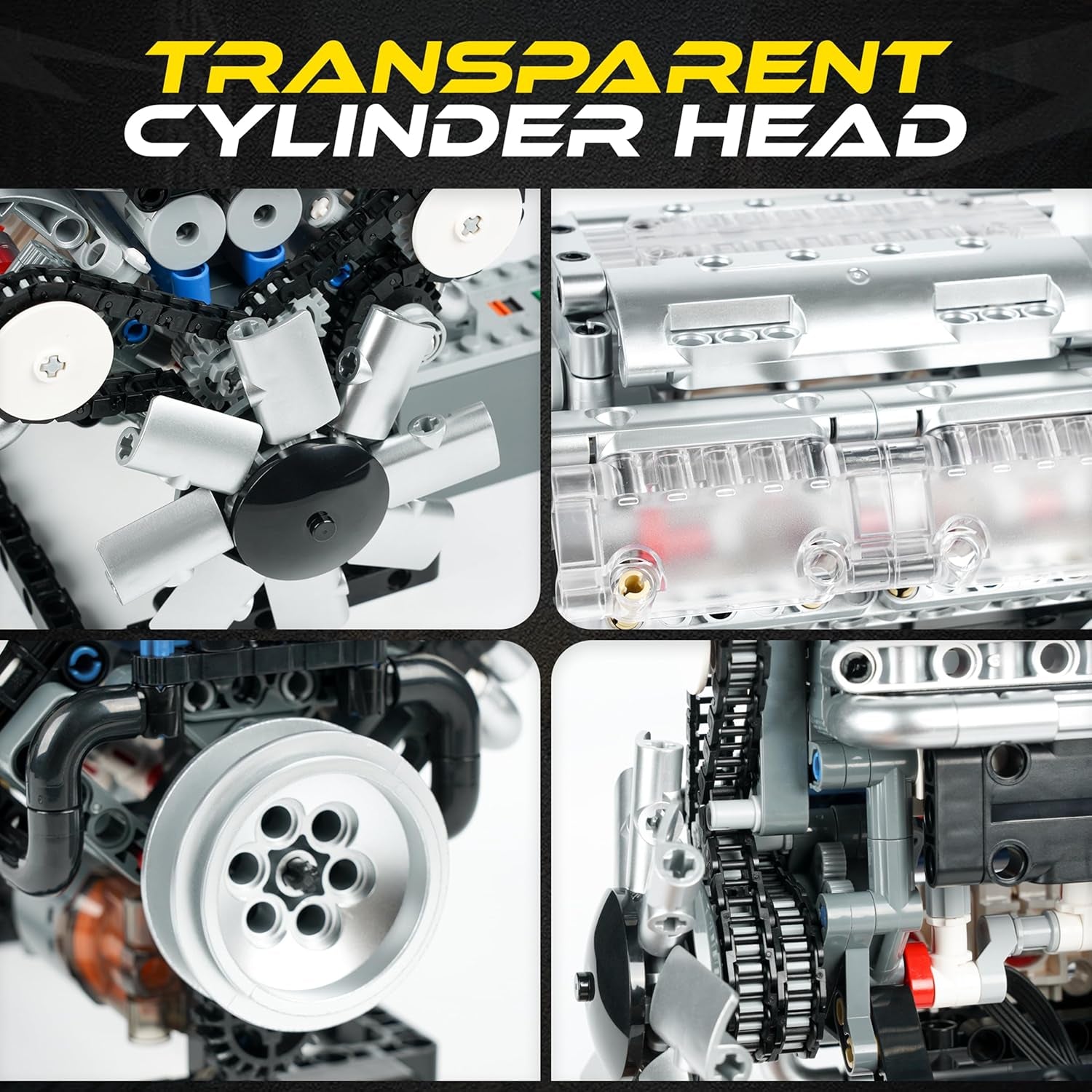 V8 Engine Model Kit for Teens and Adults - DIY Functional Mini V8 Engine with Visible Combustion Mechanism, 535-Piece STEM Engineering Kit for Ages 14 and Up