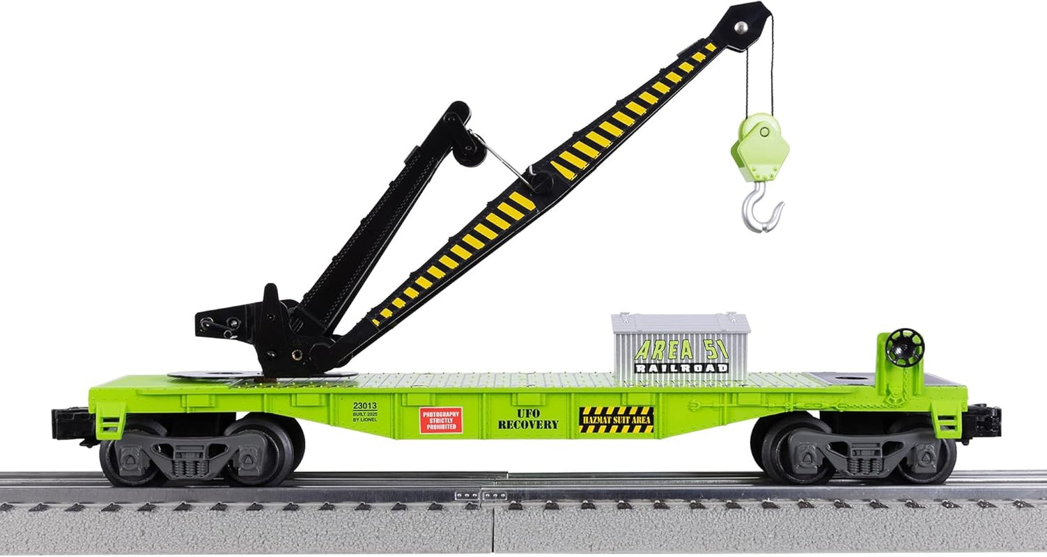 Lionel Area 51 UFO Recovery Bluetooth Lionchief Electric O Gauge Freight Train Set with Remote Control