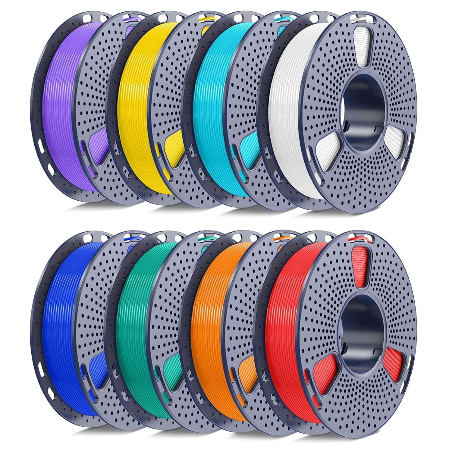 250g PLA Filament Bundle (1.75mm) - SUNLU 3D Printer Filament, Neatly Wound and Individually Vacuum Packed, 250g Spool, 8 Colors: White, Red, Orange, Yellow, Green, Blue, Cyan, Purple