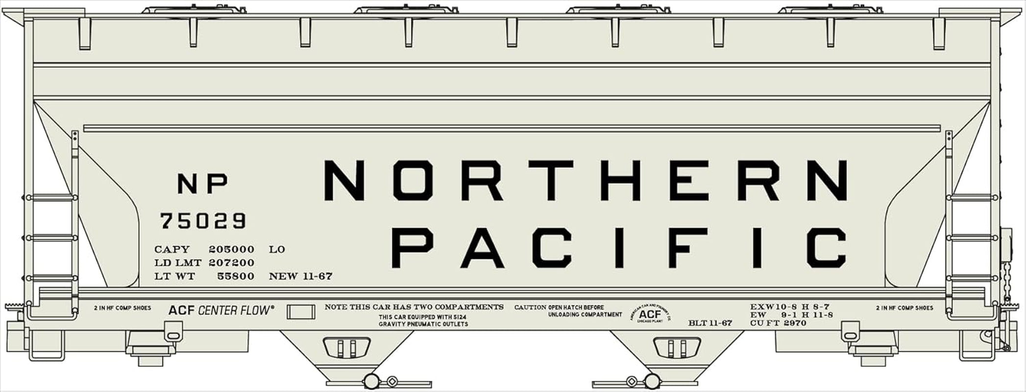 HO Scale 2-Bay ACF Covered Hopper - Northern Pacific, ACU2206