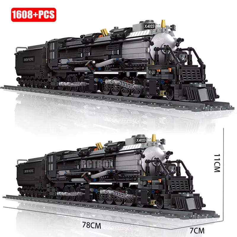 Big Boy Steam Locomotive Building Blocks Set - Classic DIY Railway Track Toy for Educational Fun and Perfect Gifts!