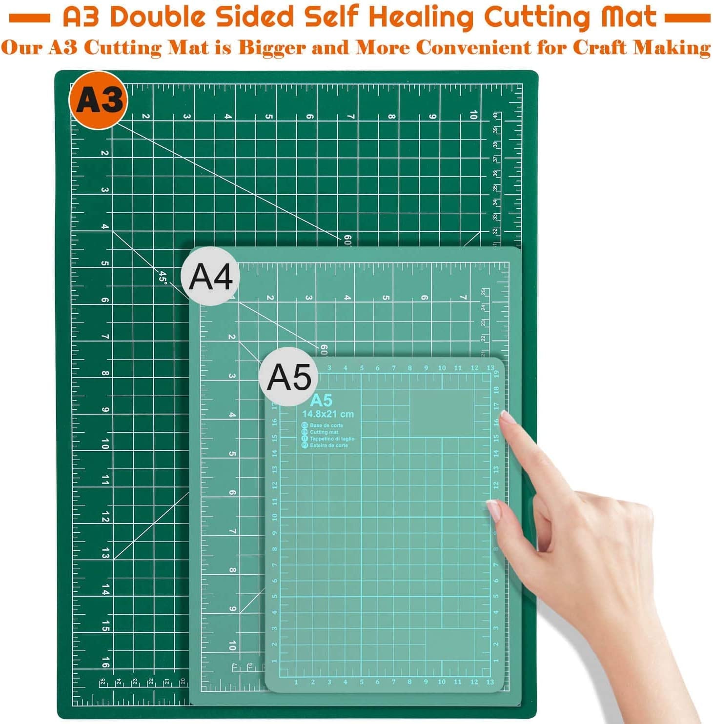 Anezus Self Healing Sewing Mat, 12Inch X 18Inch Rotary Cutting Mat Double Sided 5-Ply Craft Cutting Board for Sewing Crafts Hobby Fabric Precision Scrapbooking Project