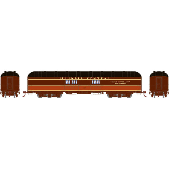 HO scale Illinois Central baggage car with arch roof, ready-to-roll model by BYMRR Train Store, detailed train accessory.