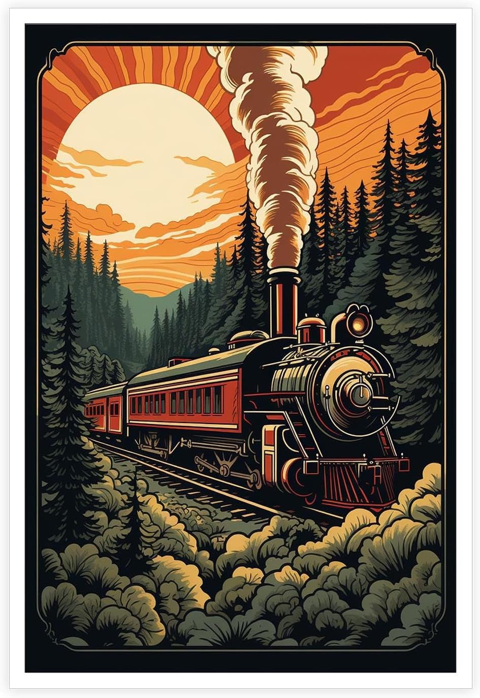 Generic Vintage Steam Train Posters Canvas Wall Art Retro Nostalgic 90S Old Train Prints Painting for Living Room Dorm Bedroom Apartment Wall Decor 12X16 in Unframed