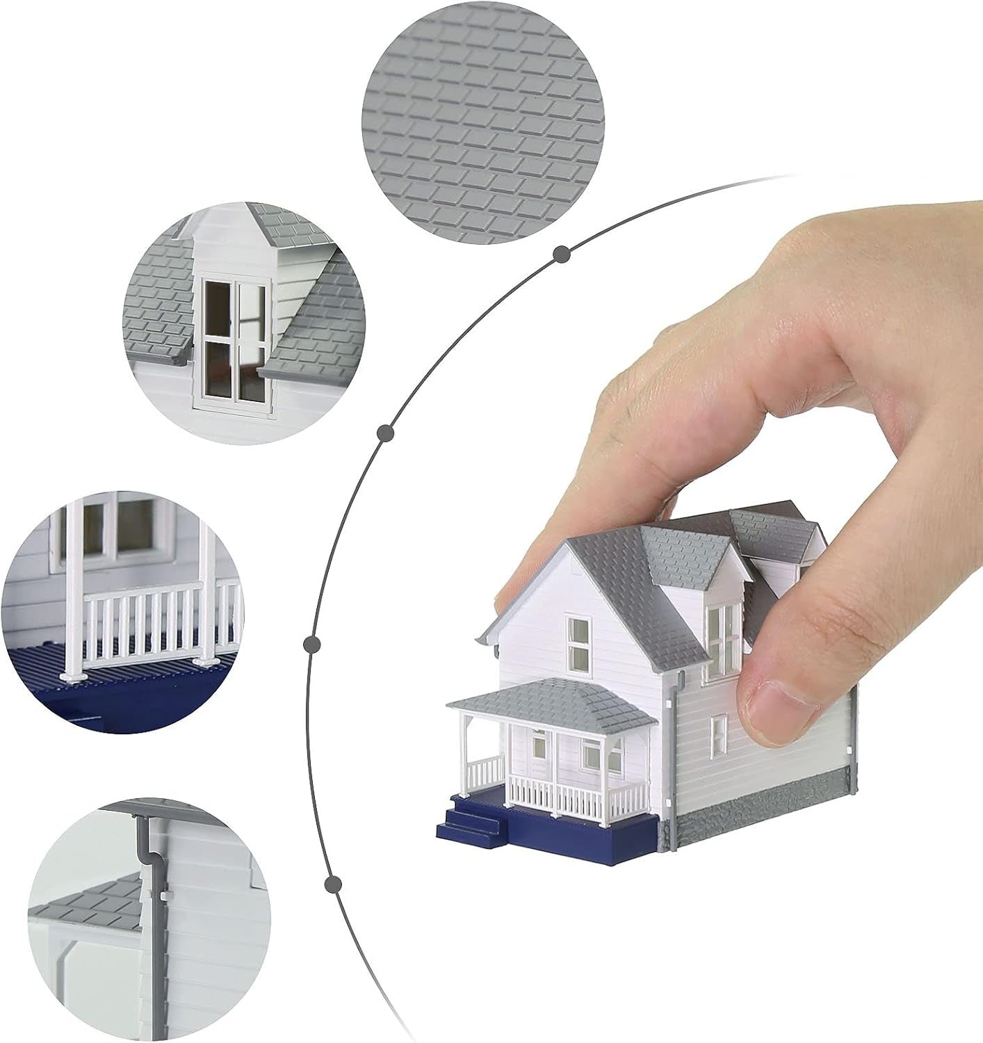Pre-Assembled Contemporary N Scale Residential House Model for Train Layout Diorama - JZN01 (White)