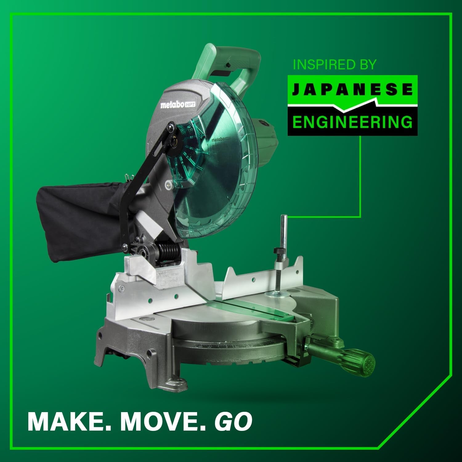 10-Inch Compound Miter Saw with 15-Amp Motor, Precision Miter Angles, Single Bevel 0-45°, 24T TCT Blade, Positive Stops, Lightweight Design, Model C10FCGS