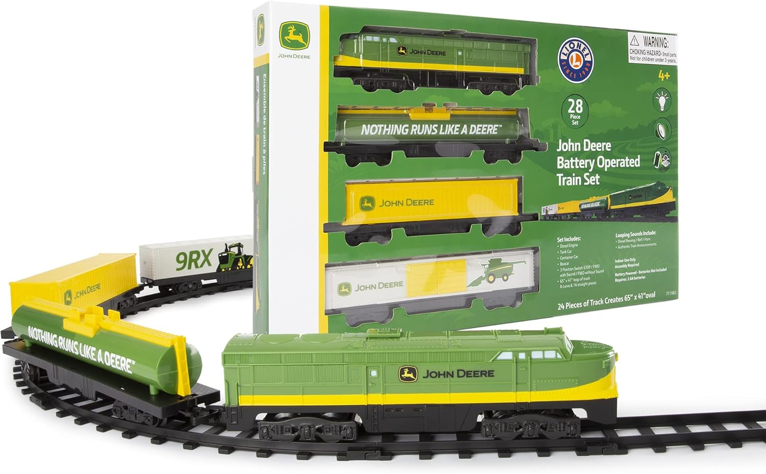 Lionel John Deere Miniature Battery-Operated Model Train Set in Multicolor