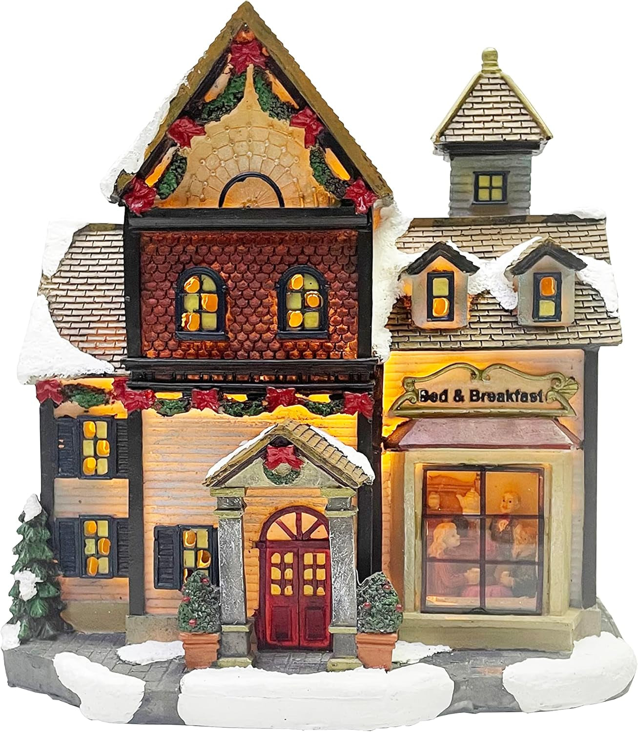 Battery-Operated LED Christmas Village Building - 8.5" Height for Bed and Breakfast Display