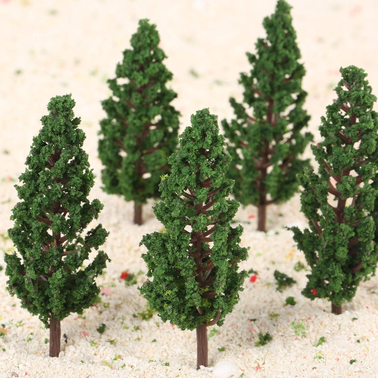 Yetaha 50-Piece River Diorama Model Trees Set, OO/HO Scale Pine and Cedar Trees for Woodland Scenery and Railroad Landscape Architecture