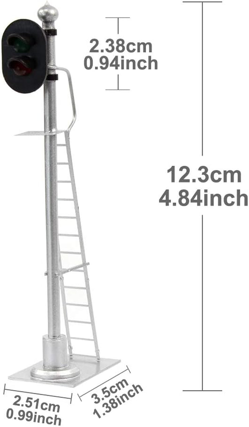 JTD433GR 2-Pack Model Railroad Train Signals - 2-Lights Block Signal 1:43 O Scale 12V Green-Red Traffic Lights for Train Layout
