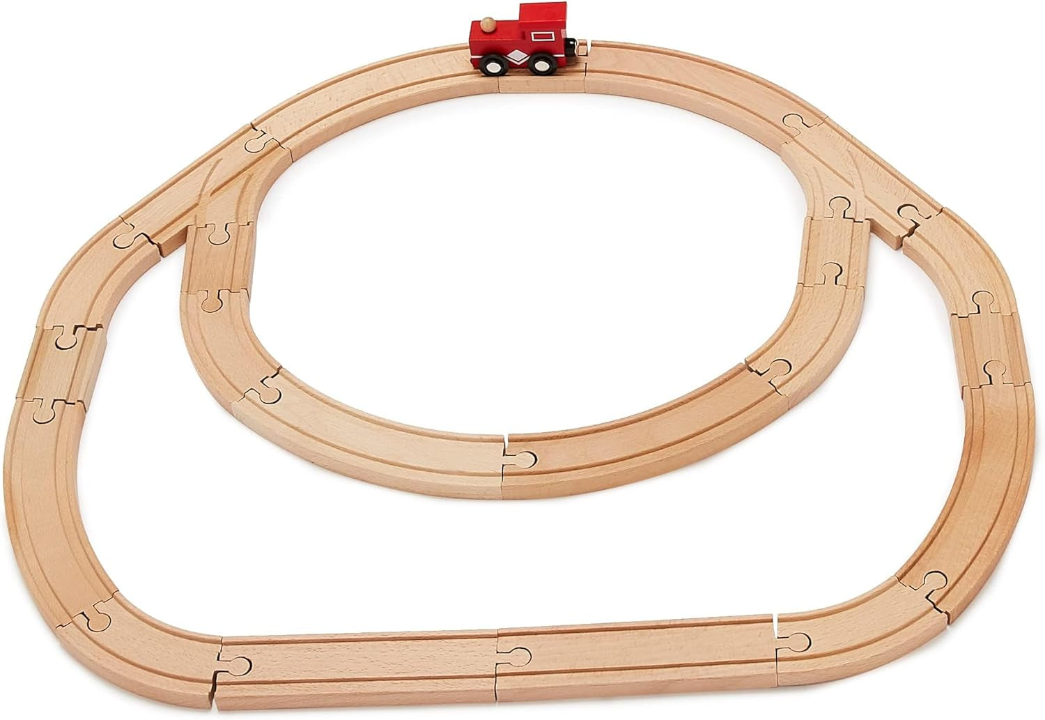 Build Your Imagination with the Amazon Basics 65-Piece Wooden Train Set - Perfect for Young Engineers Ages 3 and Up