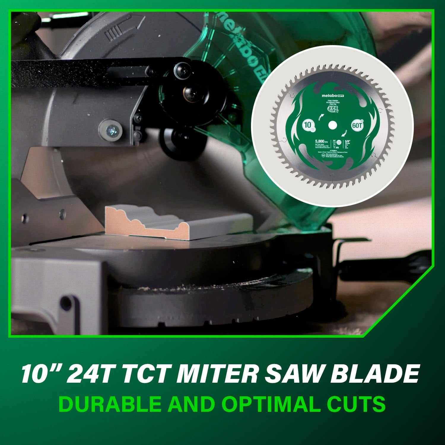 10-Inch Compound Miter Saw with 15-Amp Motor, Precision Miter Angles, Single Bevel 0-45°, 24T TCT Blade, Positive Stops, Lightweight Design, Model C10FCGS
