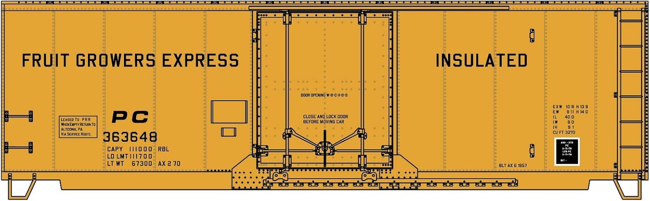 Accurail HO Scale 40-Foot Insulated Steel Boxcar, Pennsylvania Railroad #363648, Model ACU3136