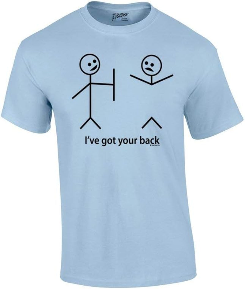 Humorous Short Sleeve T-Shirt Featuring Stick Figures and Witty Phrases