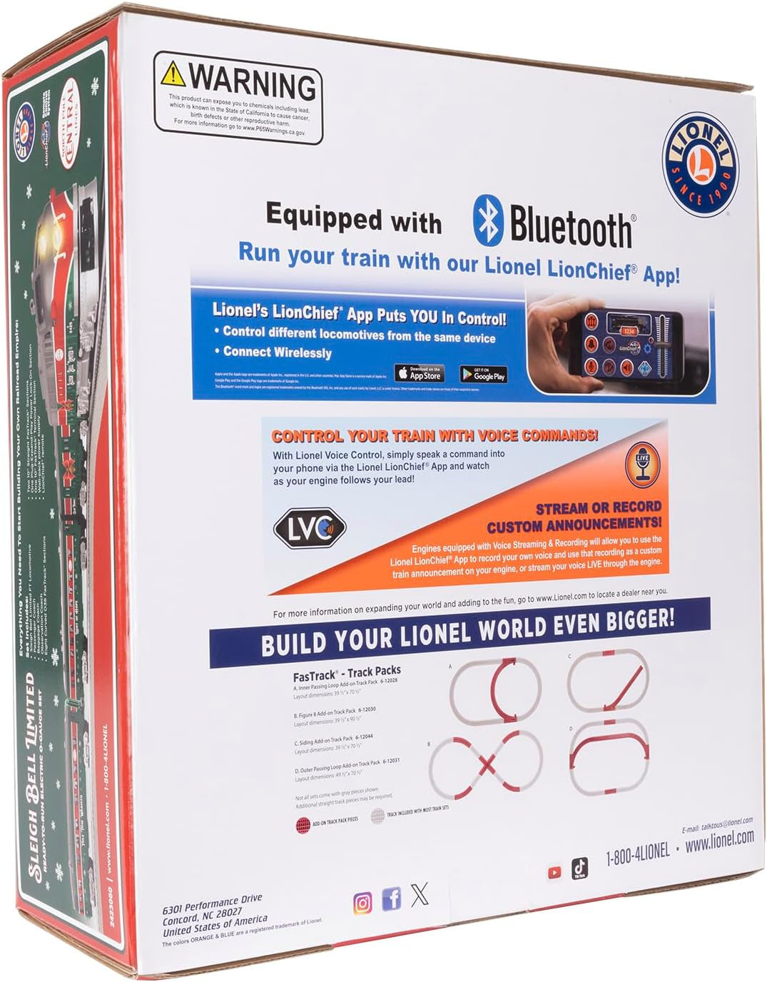 Lionel Limited Edition Sleigh Bell Passenger Lionchief 5.0 Electric O Gauge Train Set with Bluetooth and Remote Control