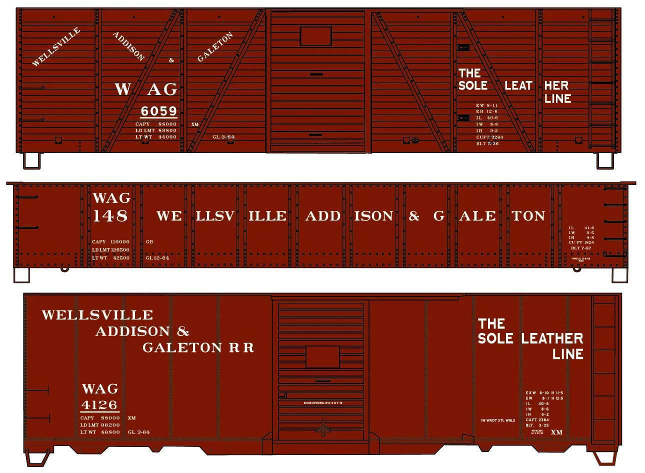 Wellsville Addison & Galeton 3-Car Collection Model 8160