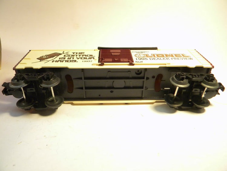Mint condition 1995 Toy Fair box car by BYMRR Train Store in original packaging, detailed view of vintage model train car.