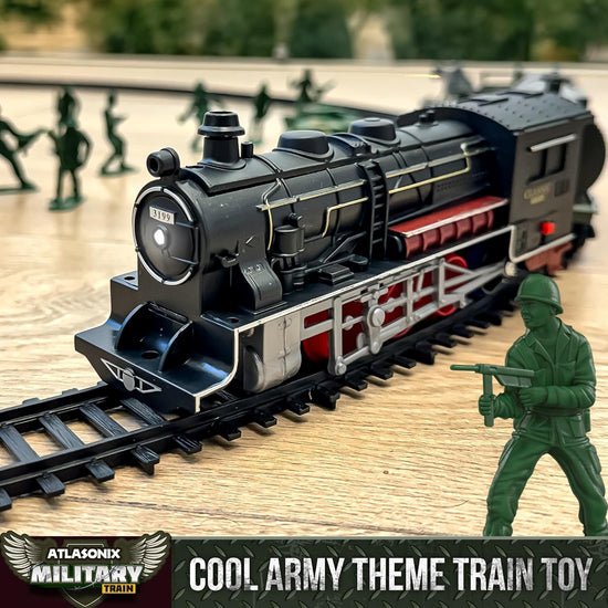 USA Electric Express Train Set for Children Ages 4-8 - Military-Themed Polar Train Model with Helicopter, Tank, Soldiers, and Tracks - Ideal Birthday Gift for Boys Ages 2-4