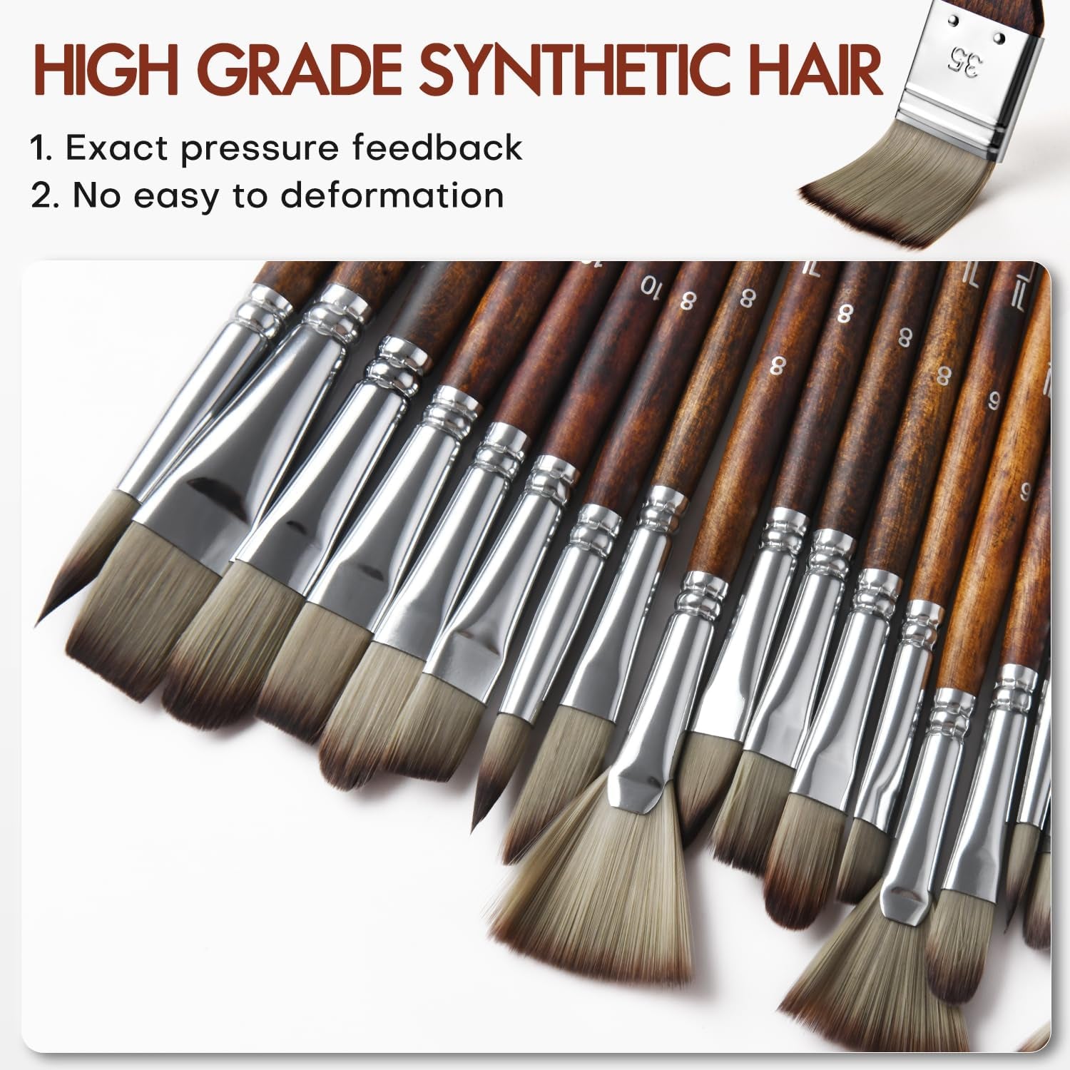 25Pcs Paint Brush Set, Fuumuui Acrylic Paint Brushes, Professional Artist Series with Wide Flat, Filbert, Fan, Dagger, Cat Tongue, Round, Angle, Rigger for Oil, Acrylic Canvas Paintings, Face Painting