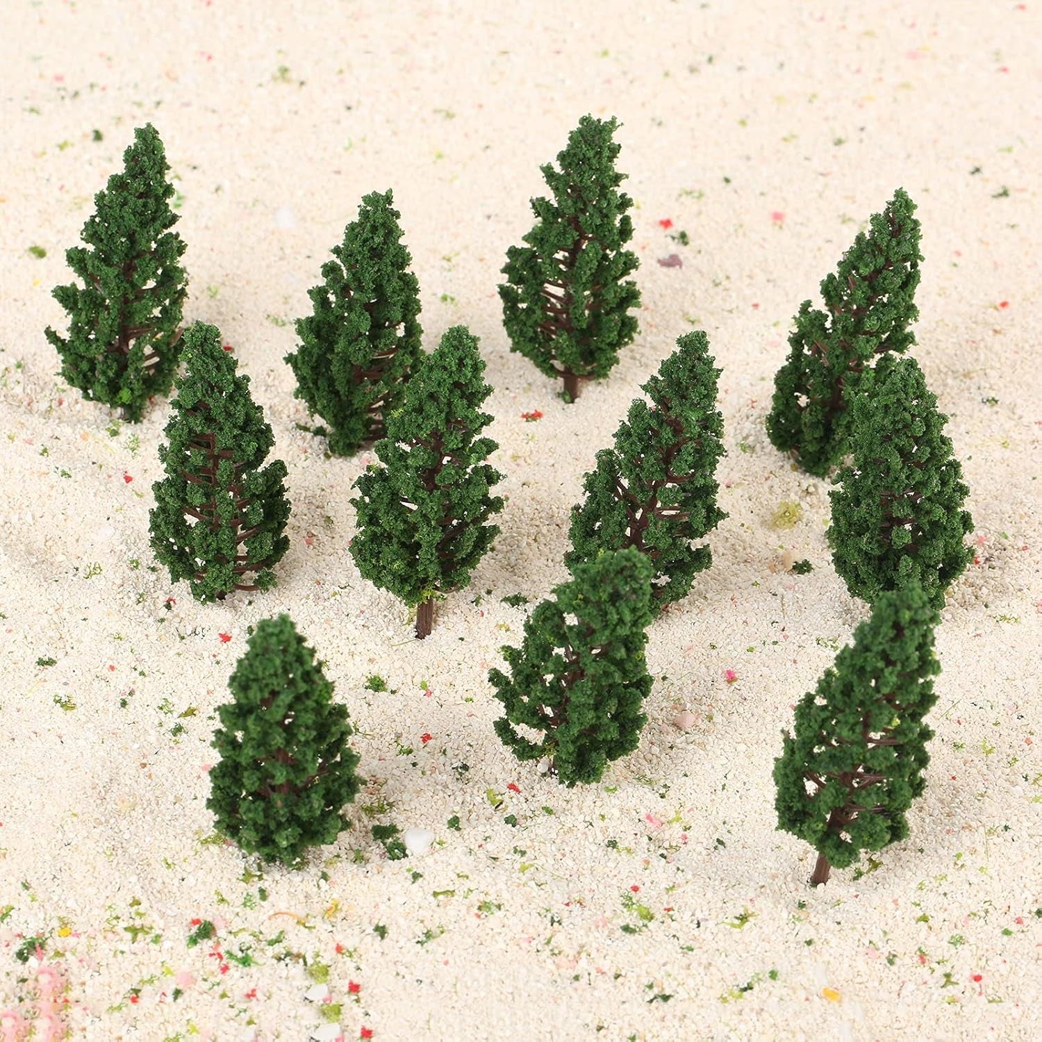 Yetaha 50-Piece River Diorama Model Trees Set, OO/HO Scale Pine and Cedar Trees for Woodland Scenery and Railroad Landscape Architecture
