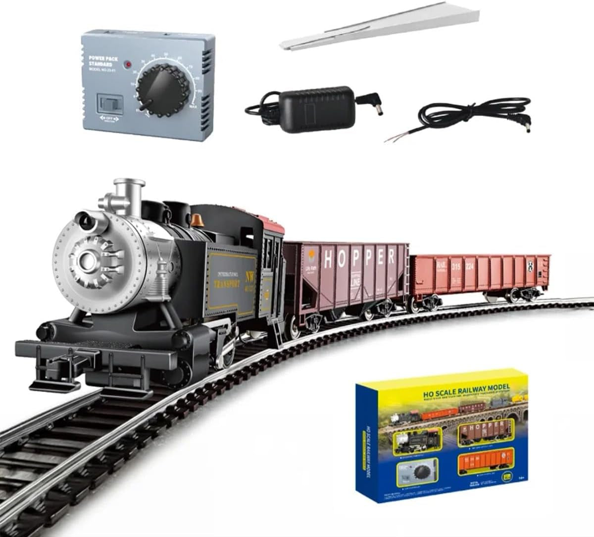 HO Scale 1/87 Alloy Electric Steam Train Set with Locomotive, Cargo Car, and Tracks - Ideal Birthday Gift