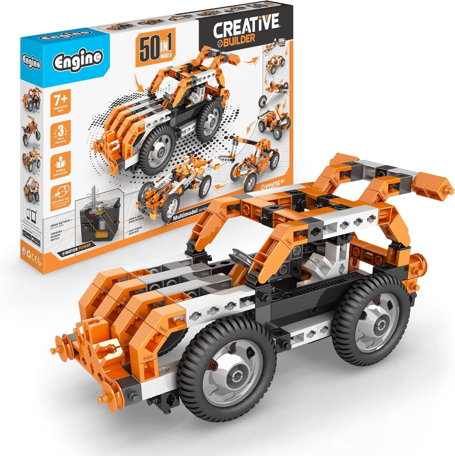 Engino Inventor STEM Educational Kit: 50 Motorized Models for Children Aged 7 and Up - Engineering and Building Project Set for Boys and Girls