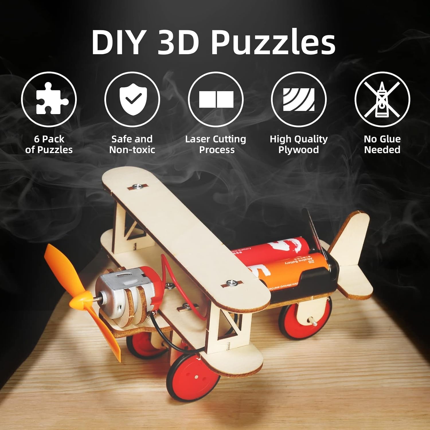 STEM Building Kits for Children Ages 5-12: 6 Wooden Craft Projects and 3D Puzzles for Educational Play and Birthday Gifts