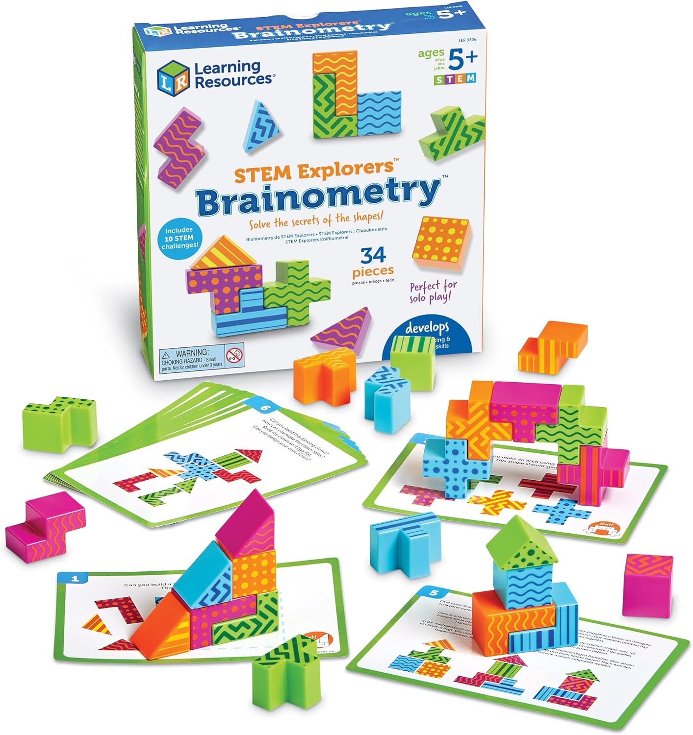 Learning Resources STEM Explorers Brainometric 3D Puzzle: Logic Building Toys for Enhancing Fine Motor Skills and Mathematical Thinking for Children