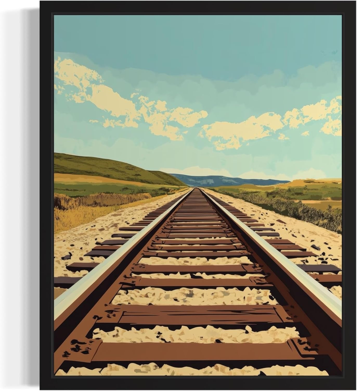 Train Track Pop Art Print Poster, Vintage Retro Wall Art Decor Paintings Classic Artwork for Bedroom Living Room Decorations. Gallery 14C (Train Track, 8 X 10 Inches, Unframed)