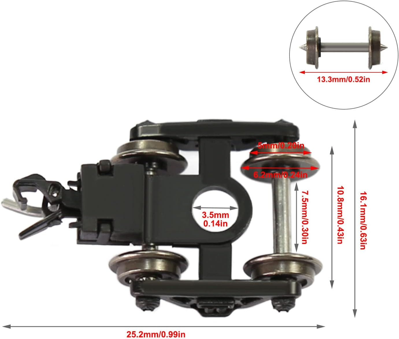 4-Piece N Scale 1:160 Model Train Bogies Coupler with 33" Metal DC Wheels and Screw Washer HP03150