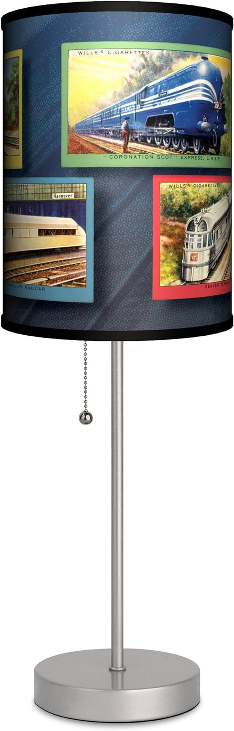 Vintage Trains Silver Table Lamps Gifts for Men, Boys Bedroom, Office Decor