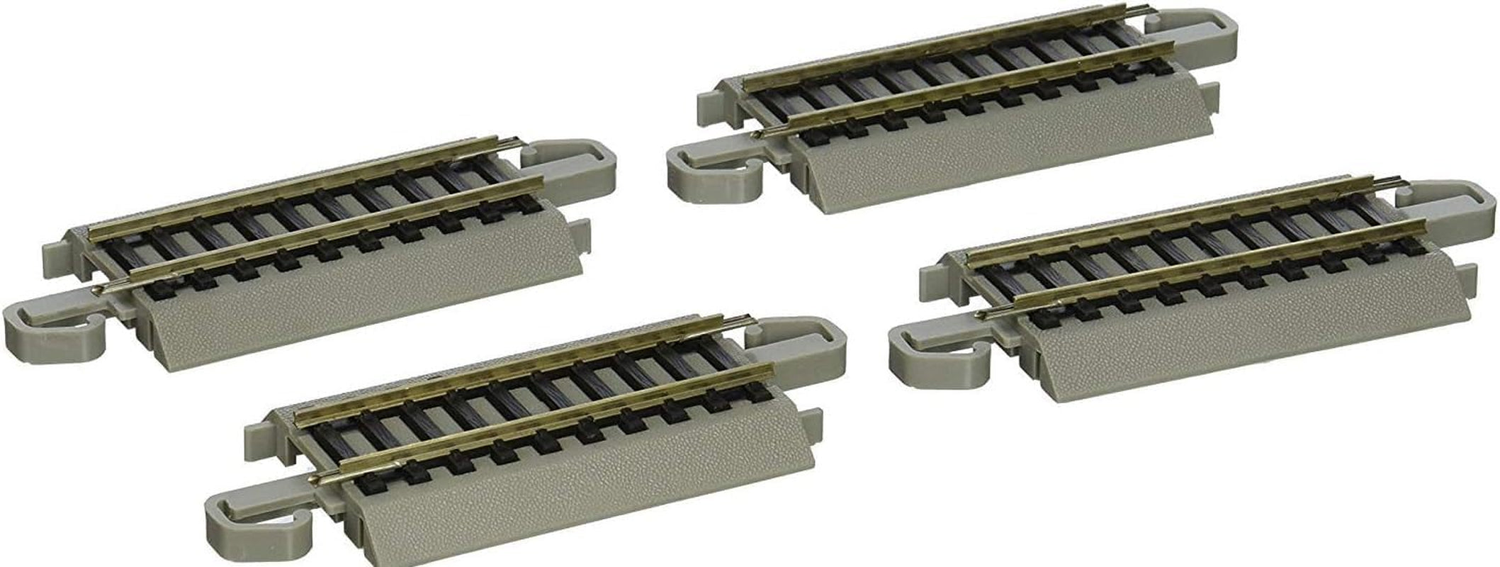 Bachmann Trains Snap-Fit E-Z Track 3-Inch Straight Track (Pack of 4) - Nickel Silver Rail with Gray Roadbed - HO Scale