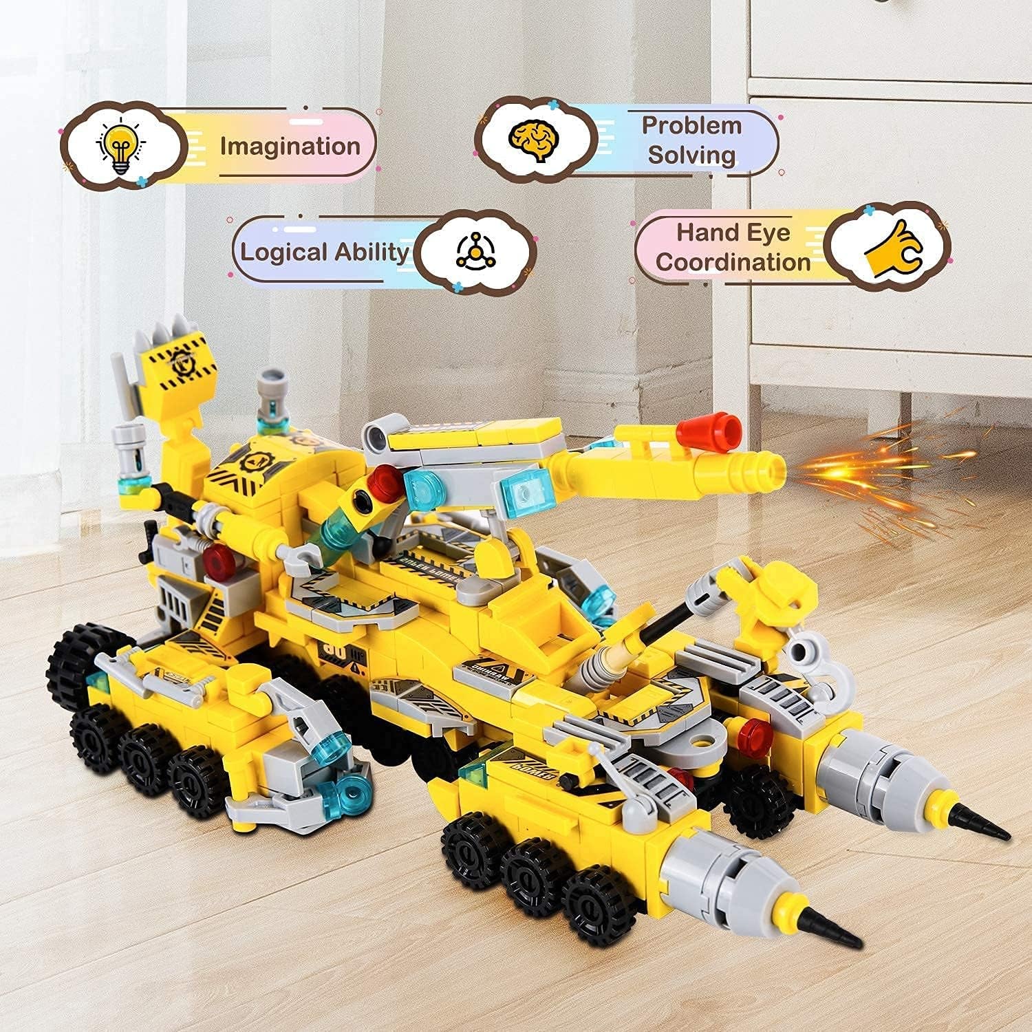 MILESTAR STEM Construction Vehicle Building Set - 566-Piece Kit for Endless Engineering Fun - 25 Unique Projects for Kids Ages 6+