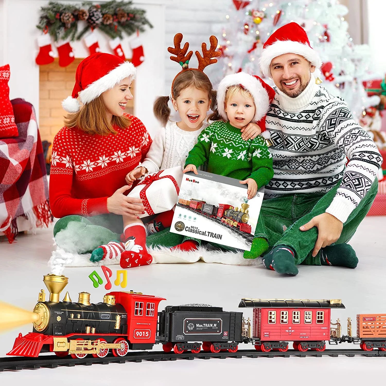 Ultimate Deluxe Steam Locomotive Train Set for Kids - Complete with Engine, Cargo Car, Expansive Track, Lights, Sounds, and Realistic Steam Effects - The Perfect Holiday Gift for Ages 3-12!